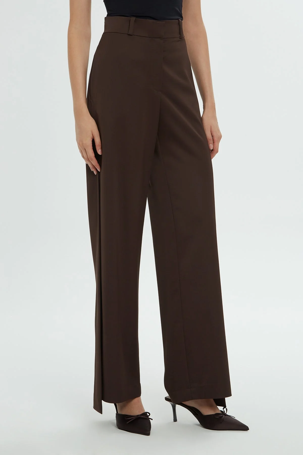 Brown Asymmetrical Tailored Pants - Image 2