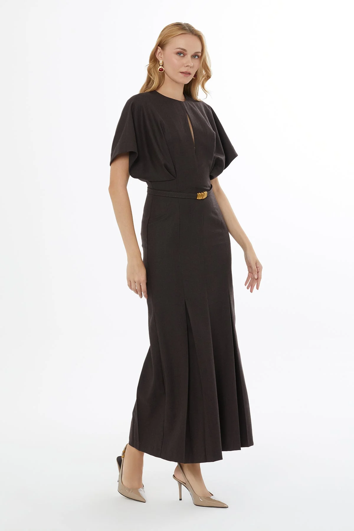 Brown Batwing Sleeve Maxi Dress - Image 5