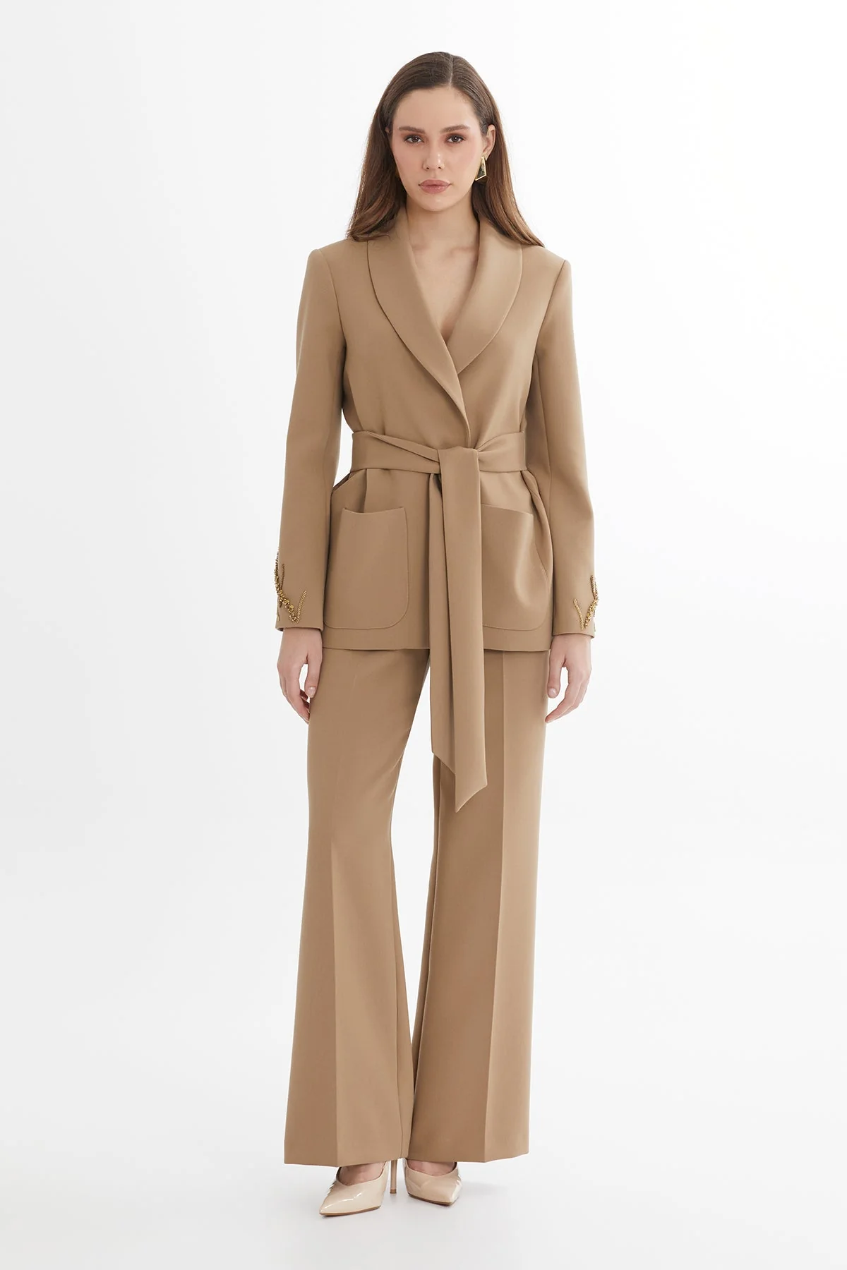 Brown Beaded Embroidered Jacket - Image 4