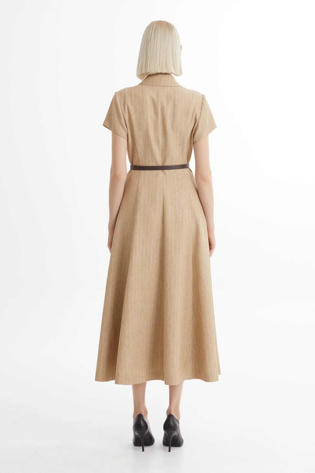 Brown Belted Flounce Dress - Image 4