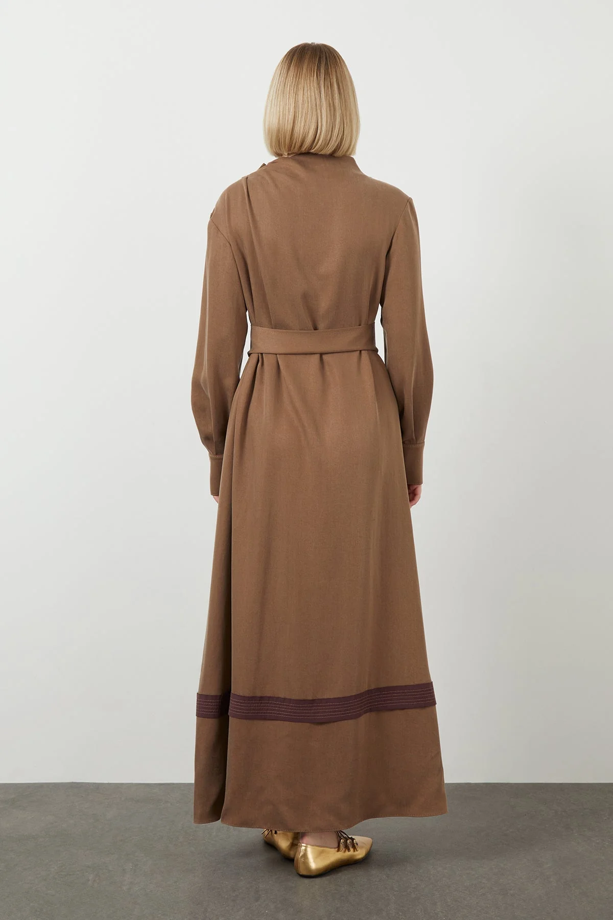 Brown Button-Detail Slit Maxi Dress - Image 3