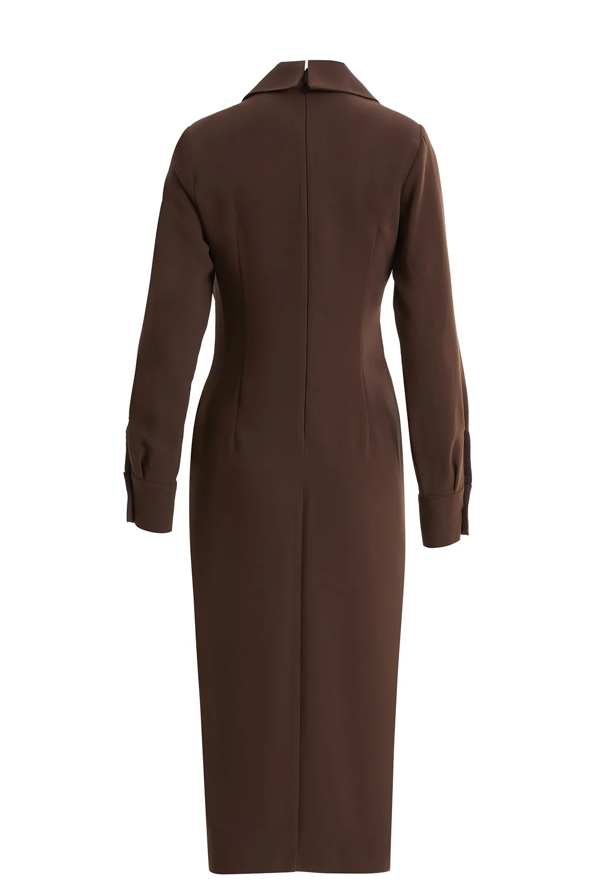 Brown Button-Front Midi Dress - Image 3