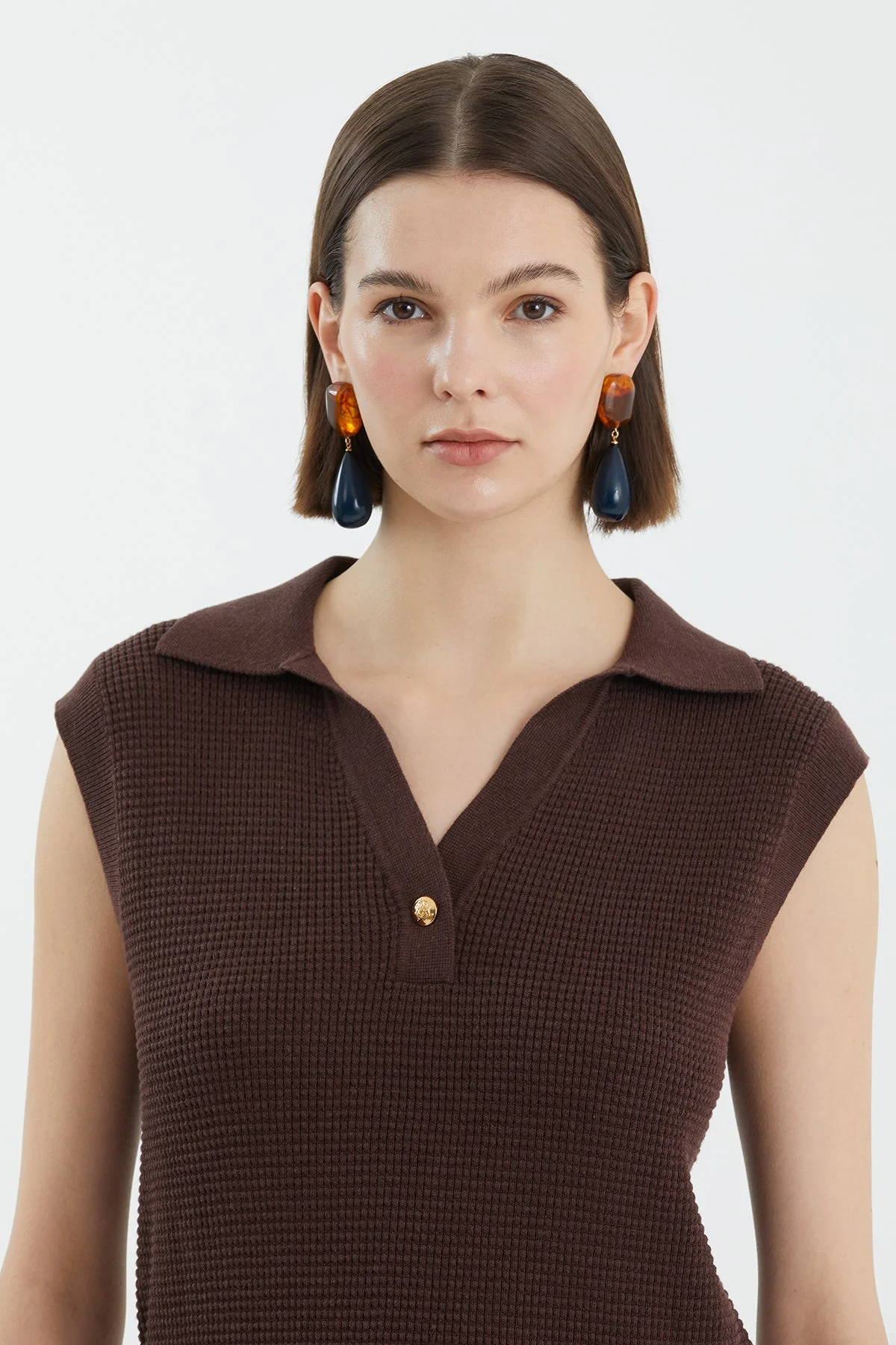 Brown Classic Polo Neck Knit - Image 3