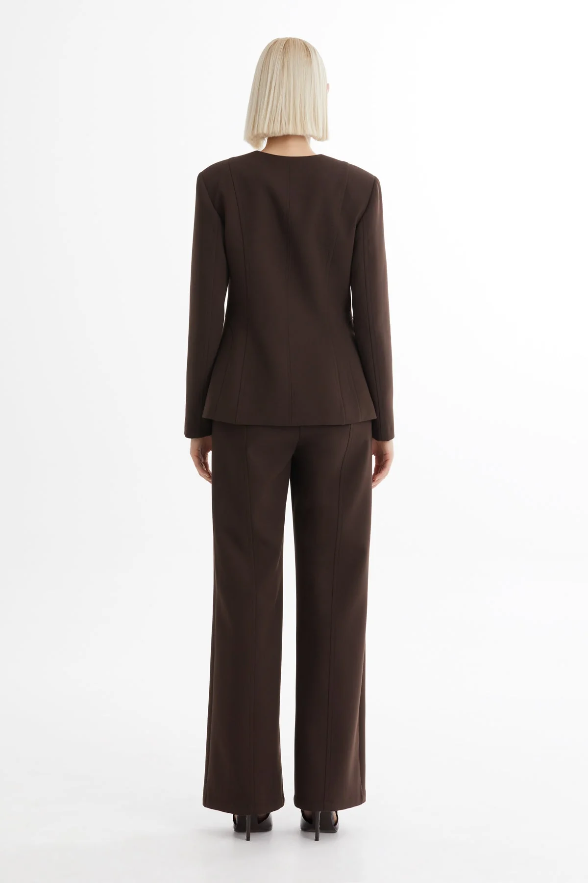 Brown Crewneck Blazer and Pants Set - Image 4