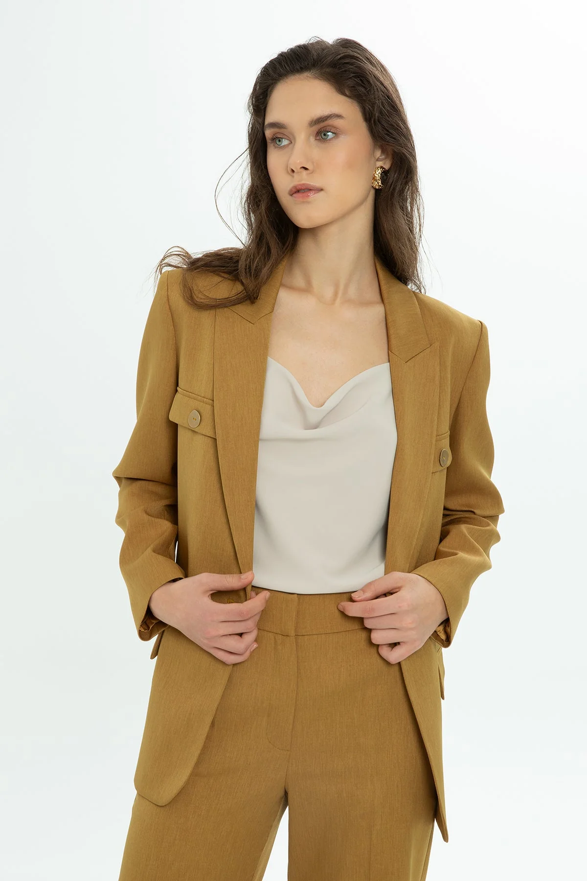 Brown Double-Breasted Suit with Trousers - Image 2