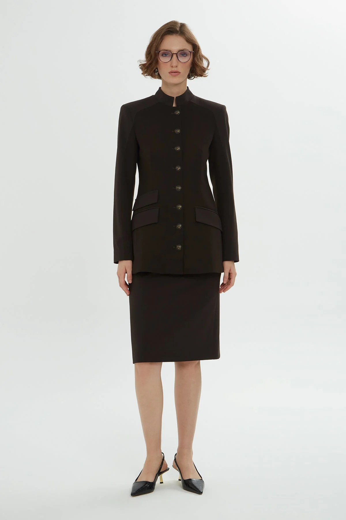 Brown Jacket Pencil Skirt Set - Image 2