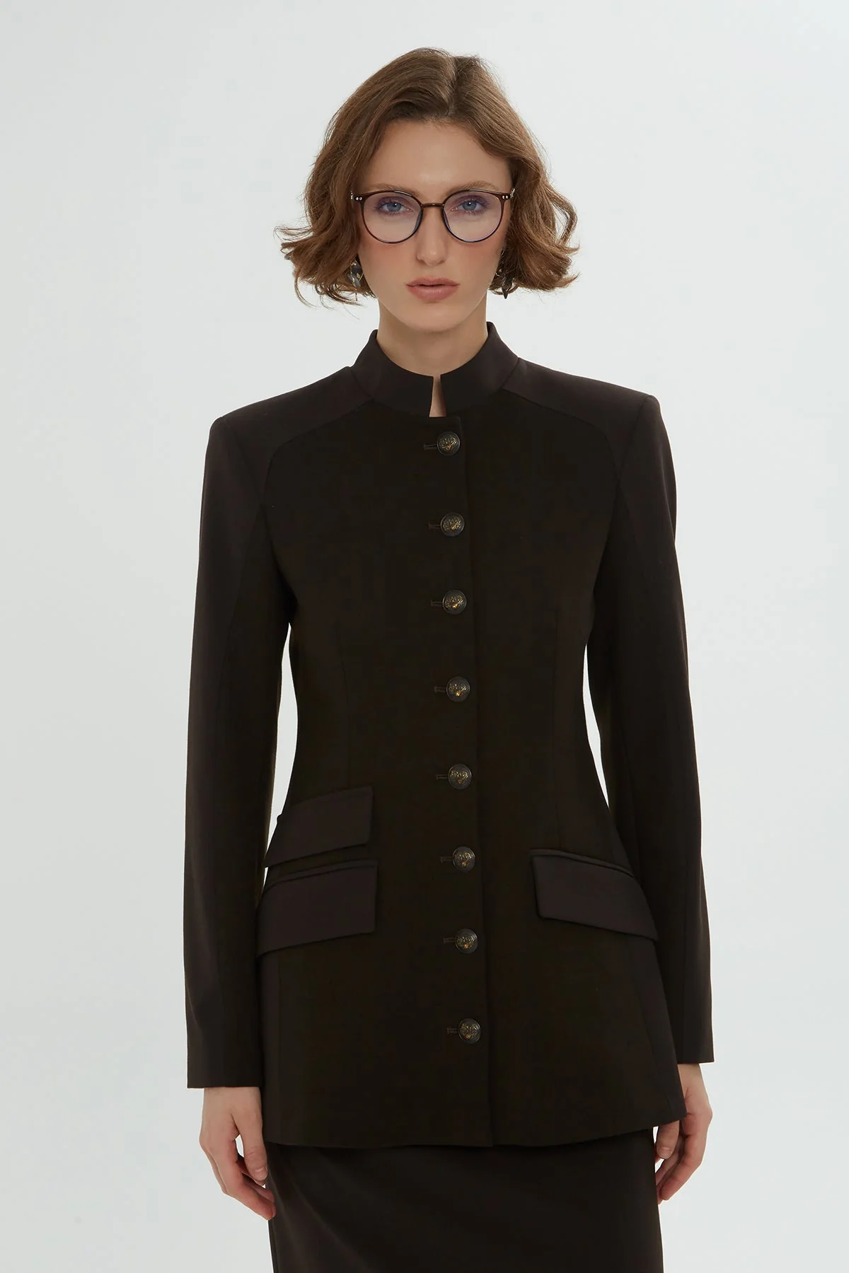 Brown Jacket Pencil Skirt Set - Image 4
