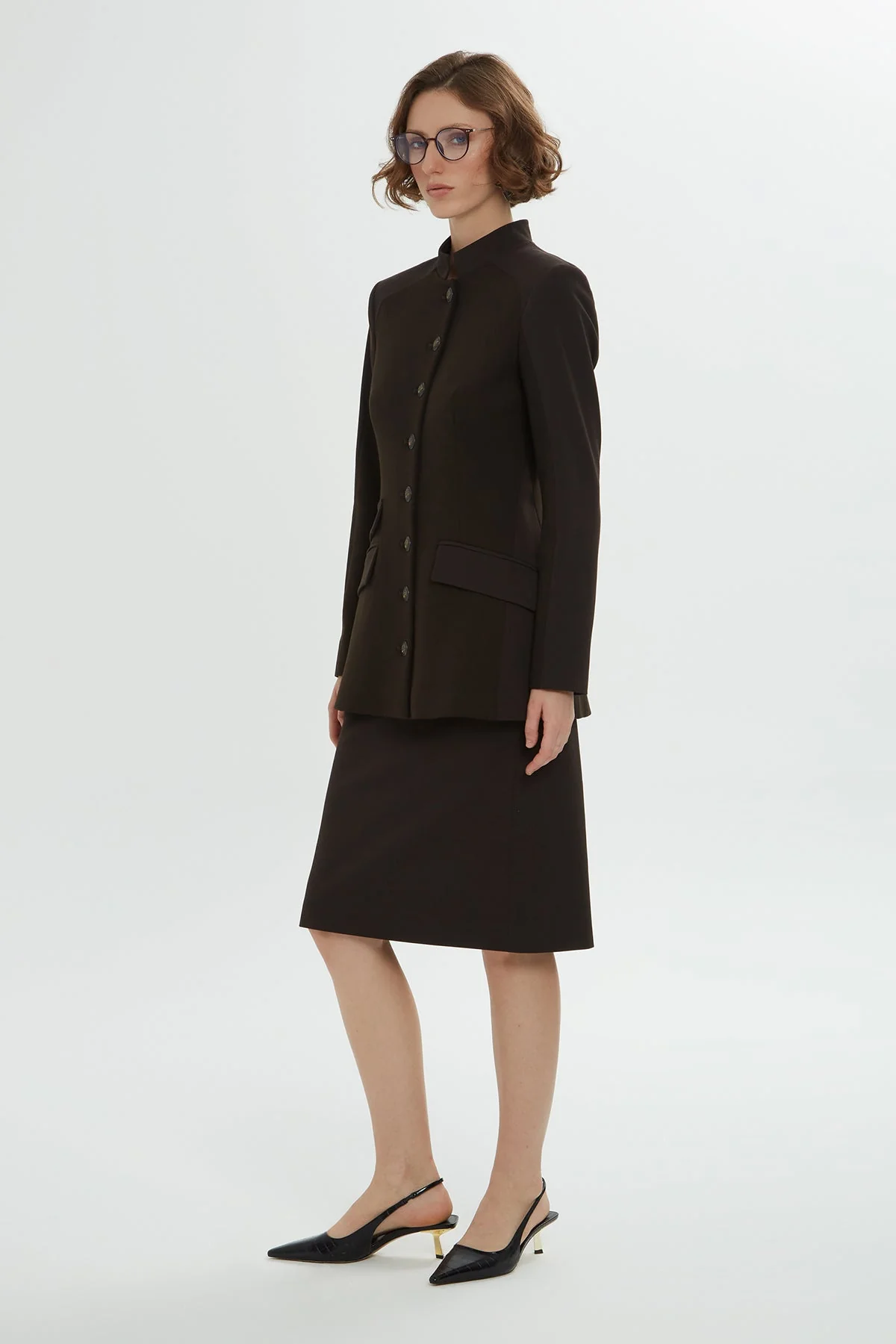Brown Jacket Pencil Skirt Set - Image 6