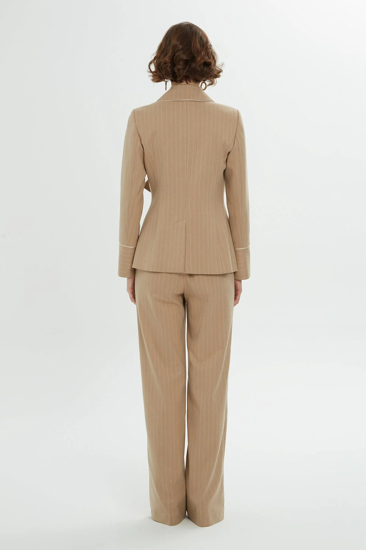 Brown Lace-Up Detail Striped Co-Ord Set - Image 7