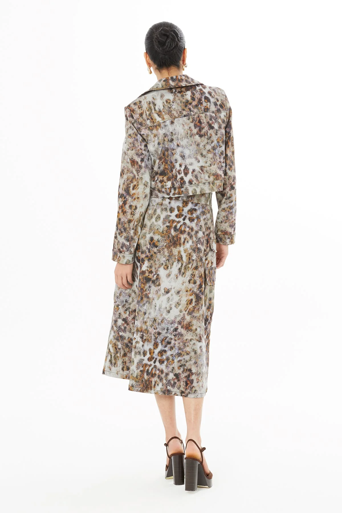 Brown Leopard-Print Midi Skirt - Image 3