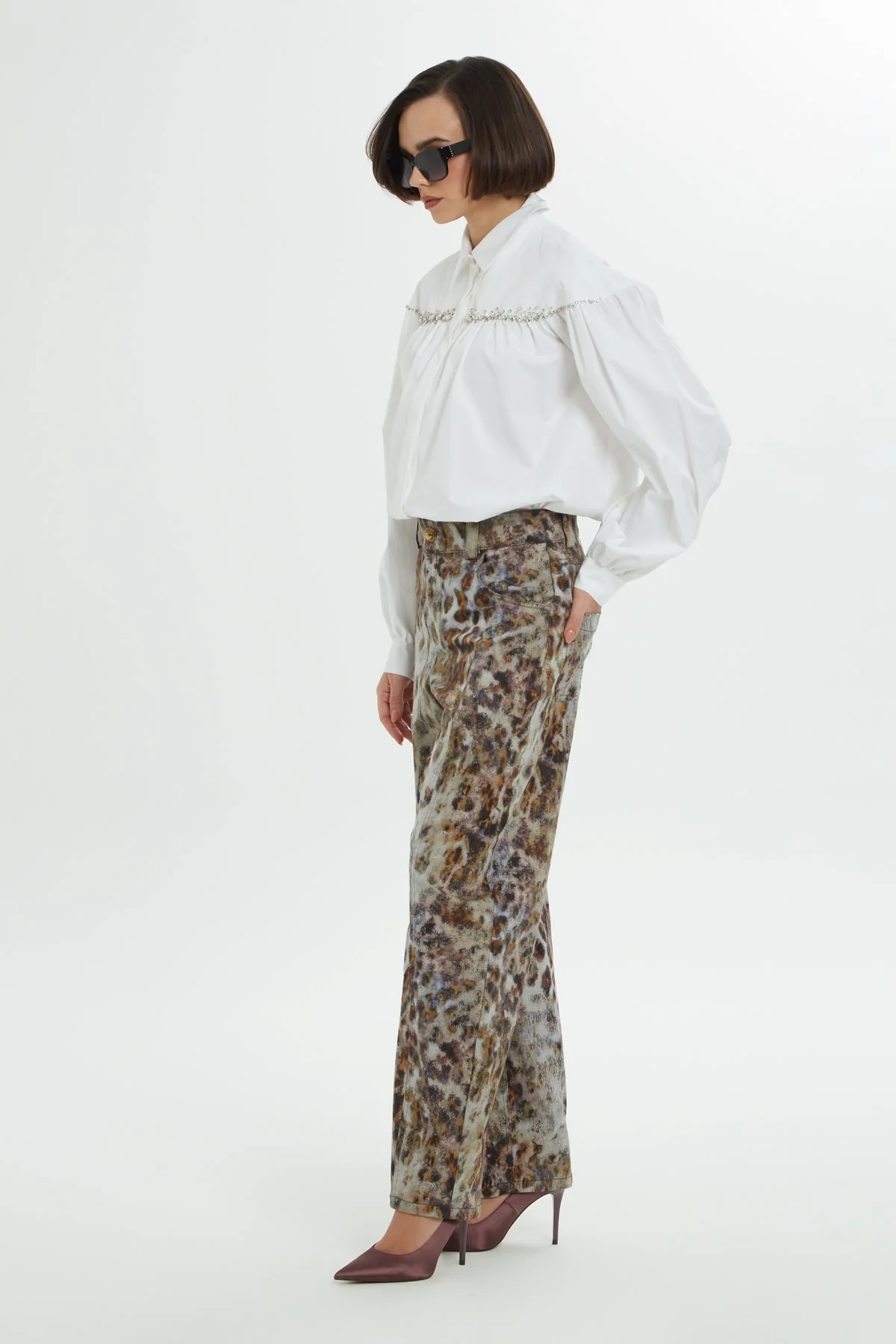 Brown Leopard-Print Trousers - Image 3