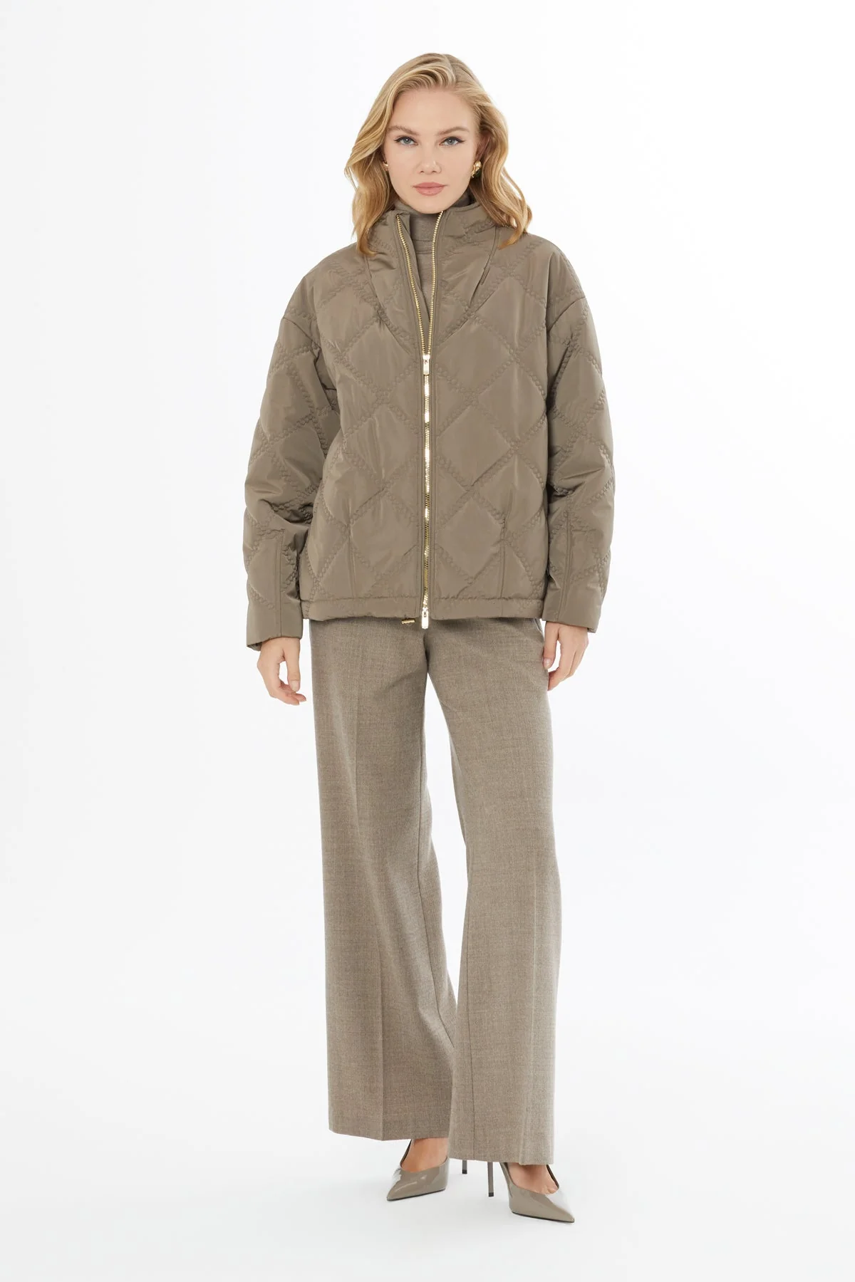 Brown Lined Quilted Coat