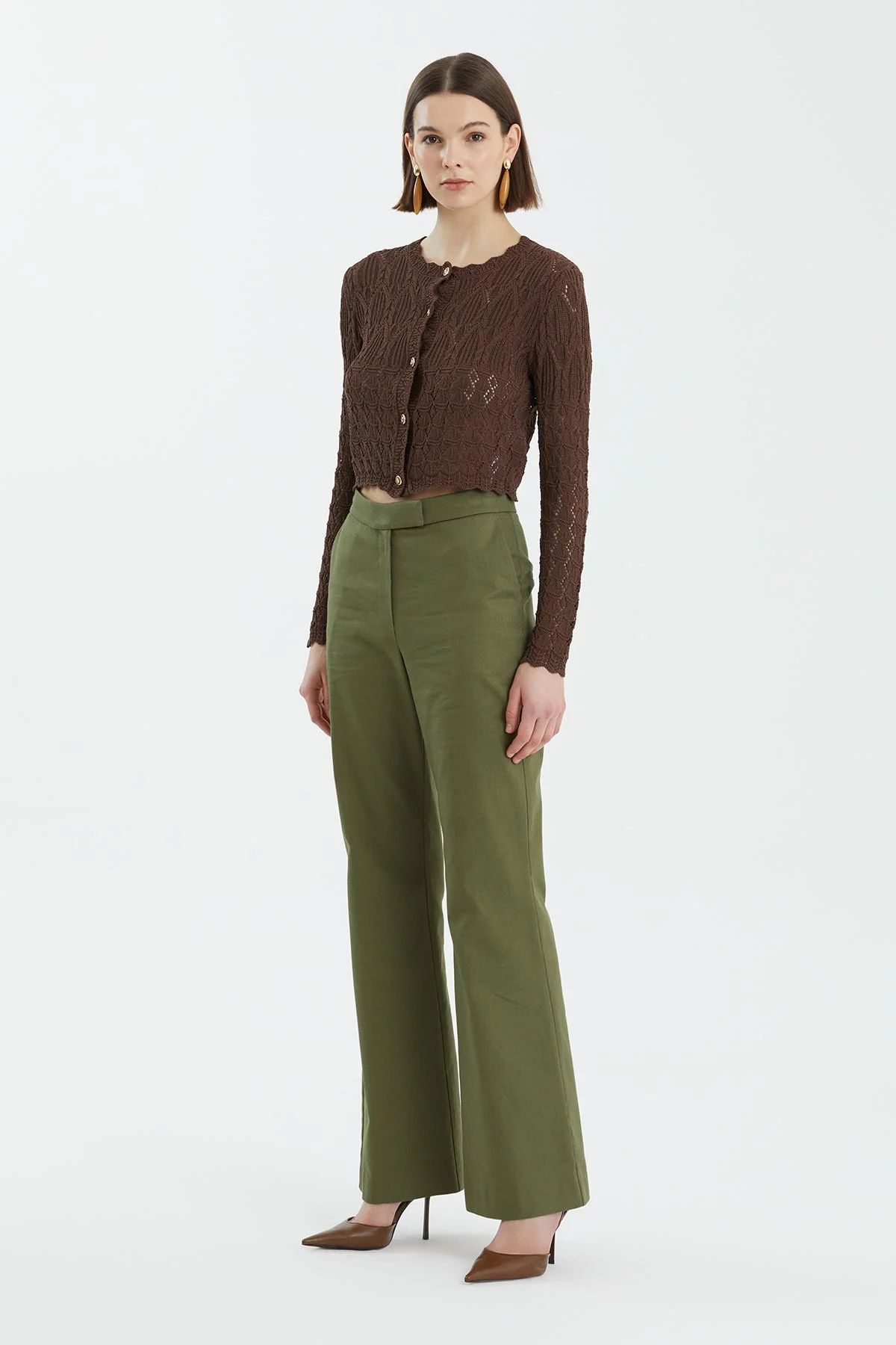 Brown Patterned Buttoned Knit - Image 3