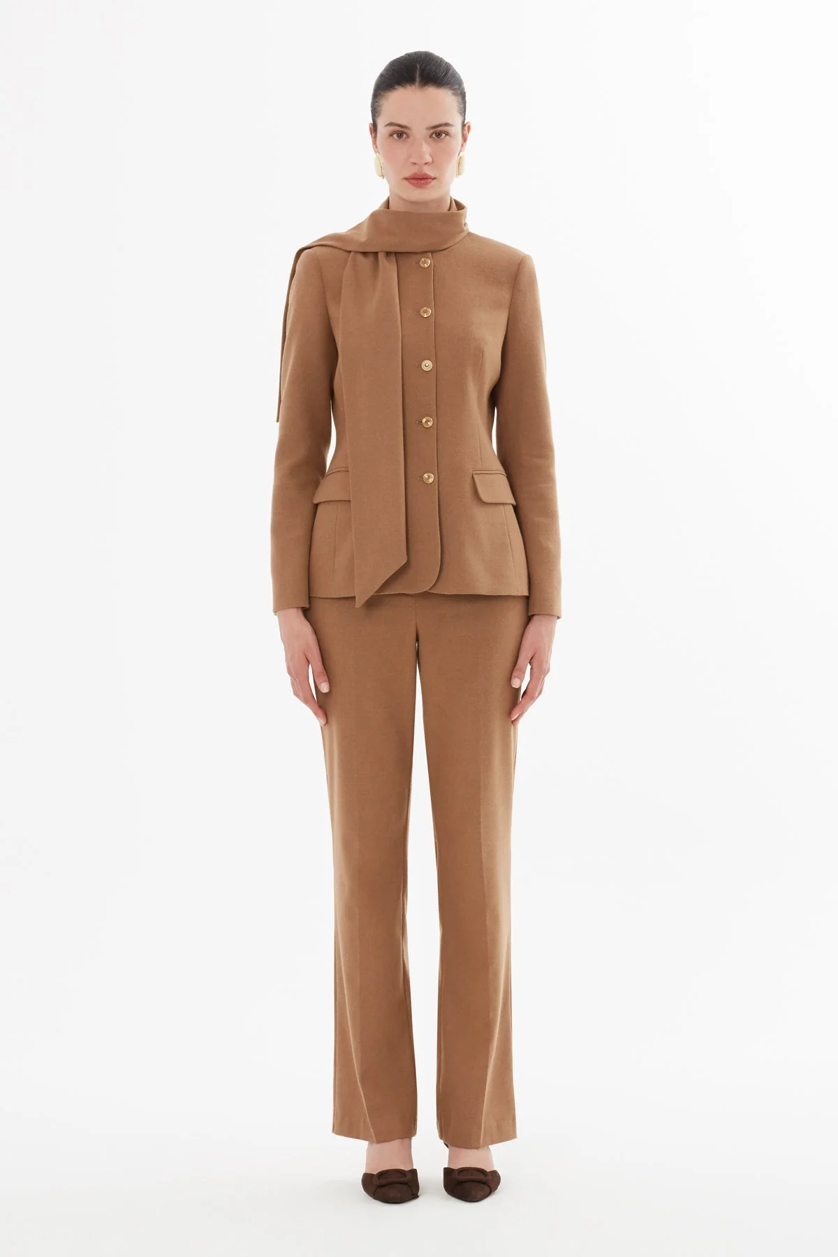 Brown Shawl-Collared Detail Suit