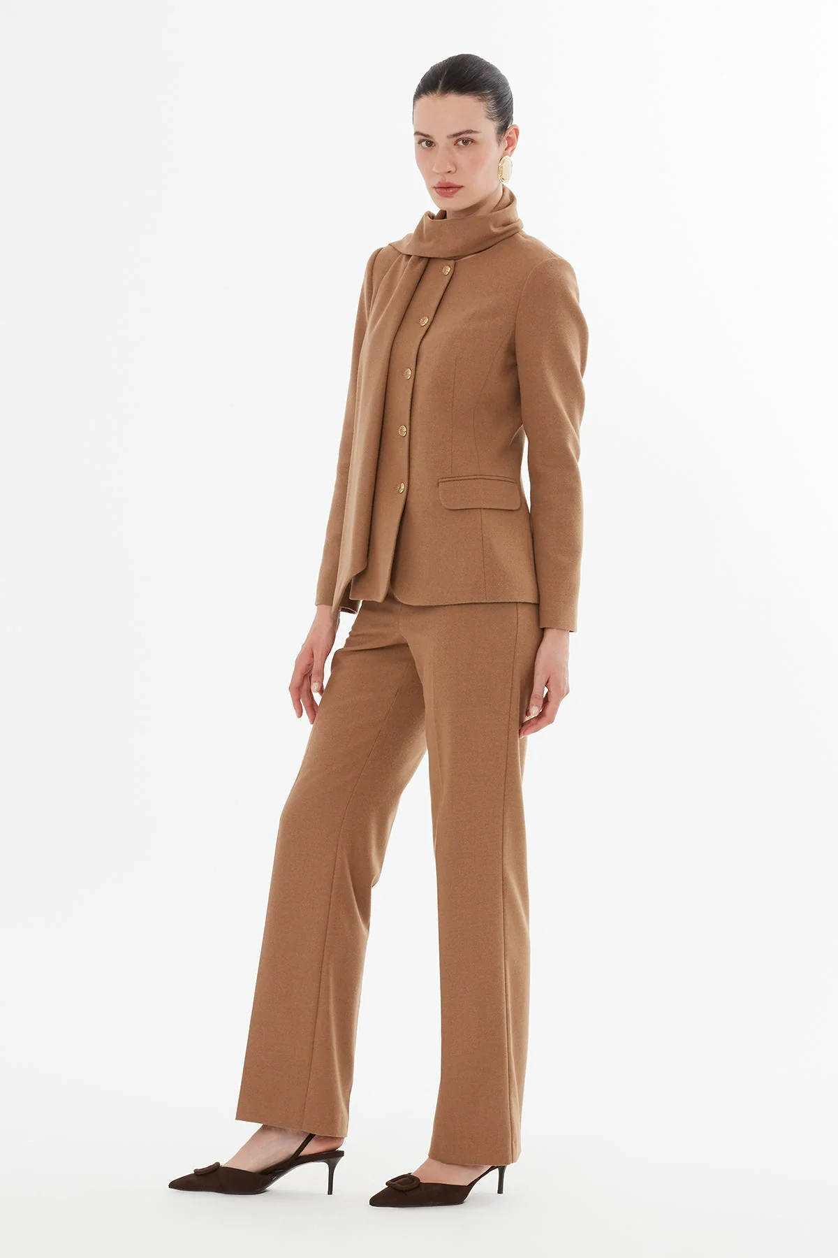 Brown Shawl-Collared Detail Suit - Image 4