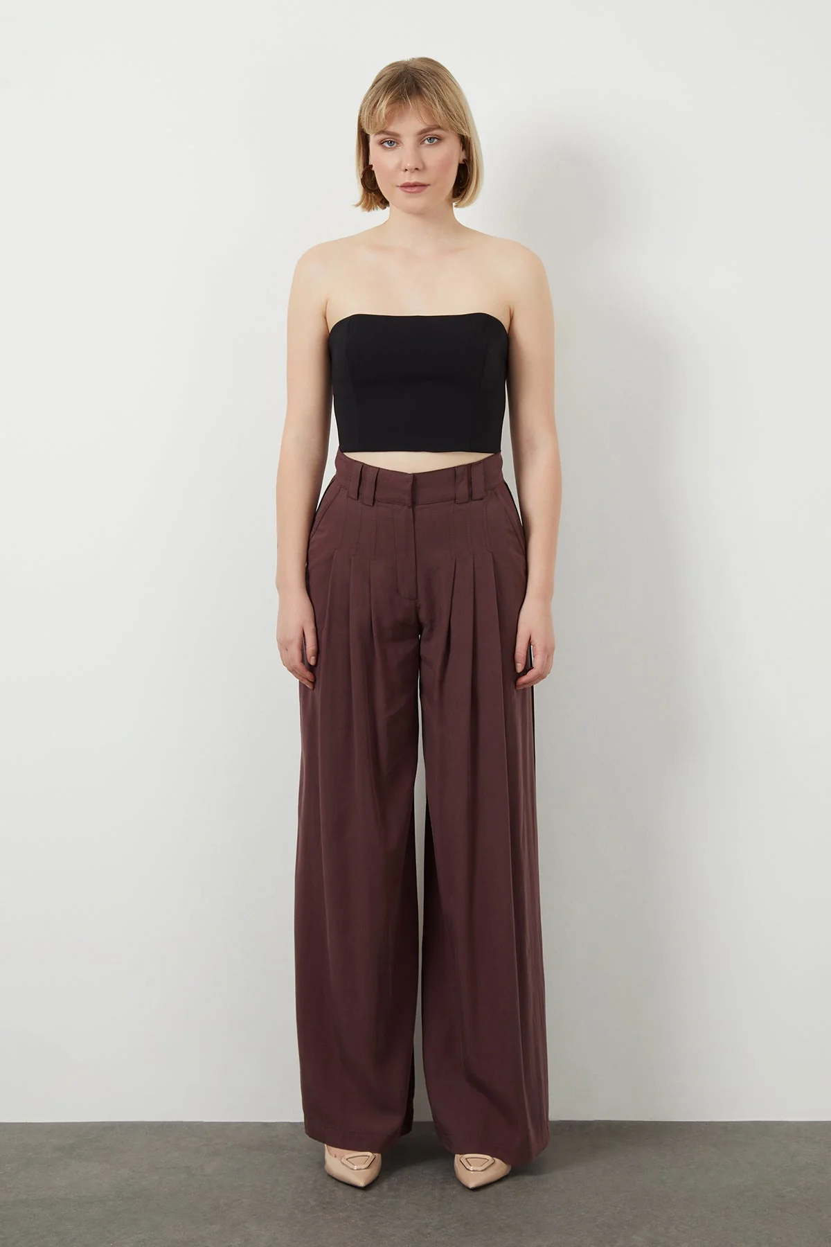 Brown Trousers with Elasticated Back Waist