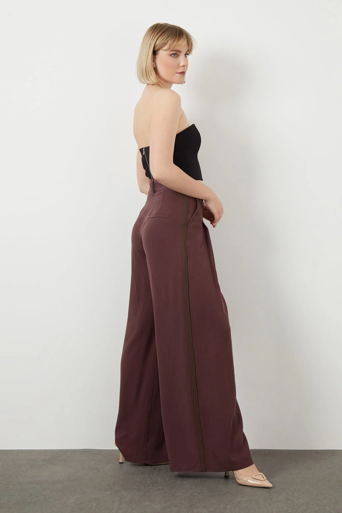Brown Trousers with Elasticated Back Waist - Image 2