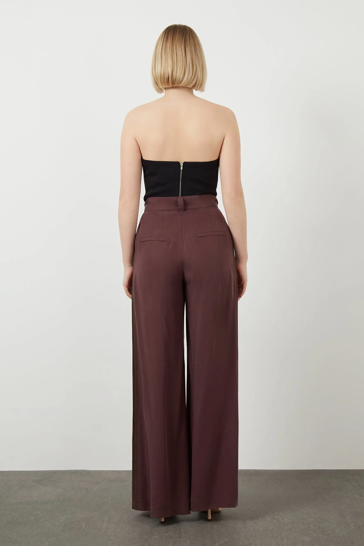 Brown Trousers with Elasticated Back Waist - Image 3