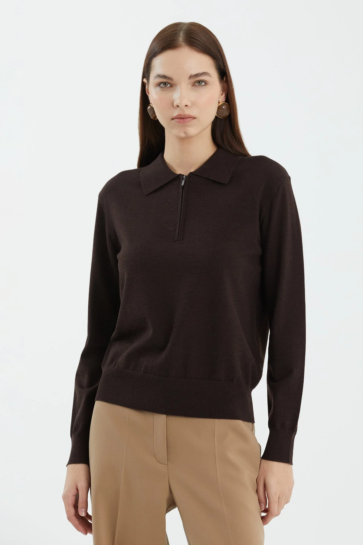 Brown Wool Silk Blend Knit - Image 2