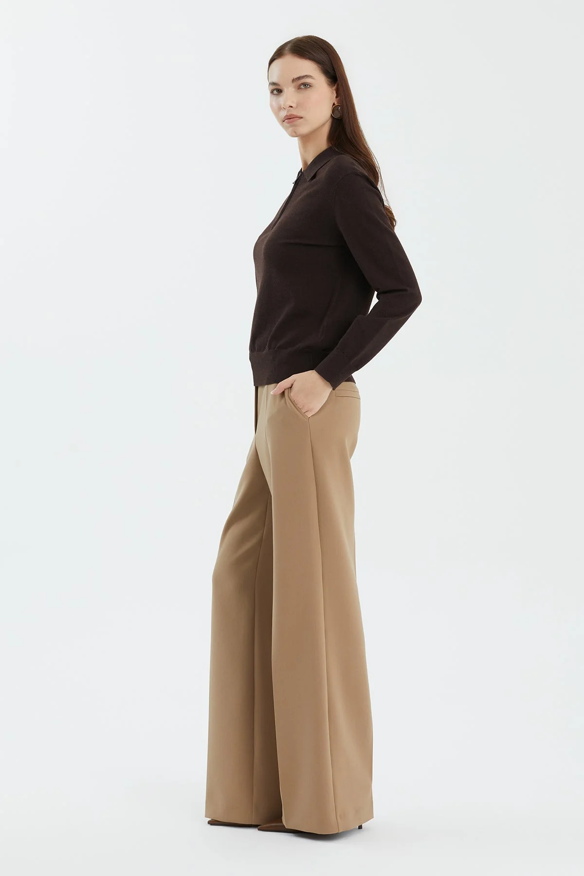 Brown Wool Silk Blend Knit - Image 3