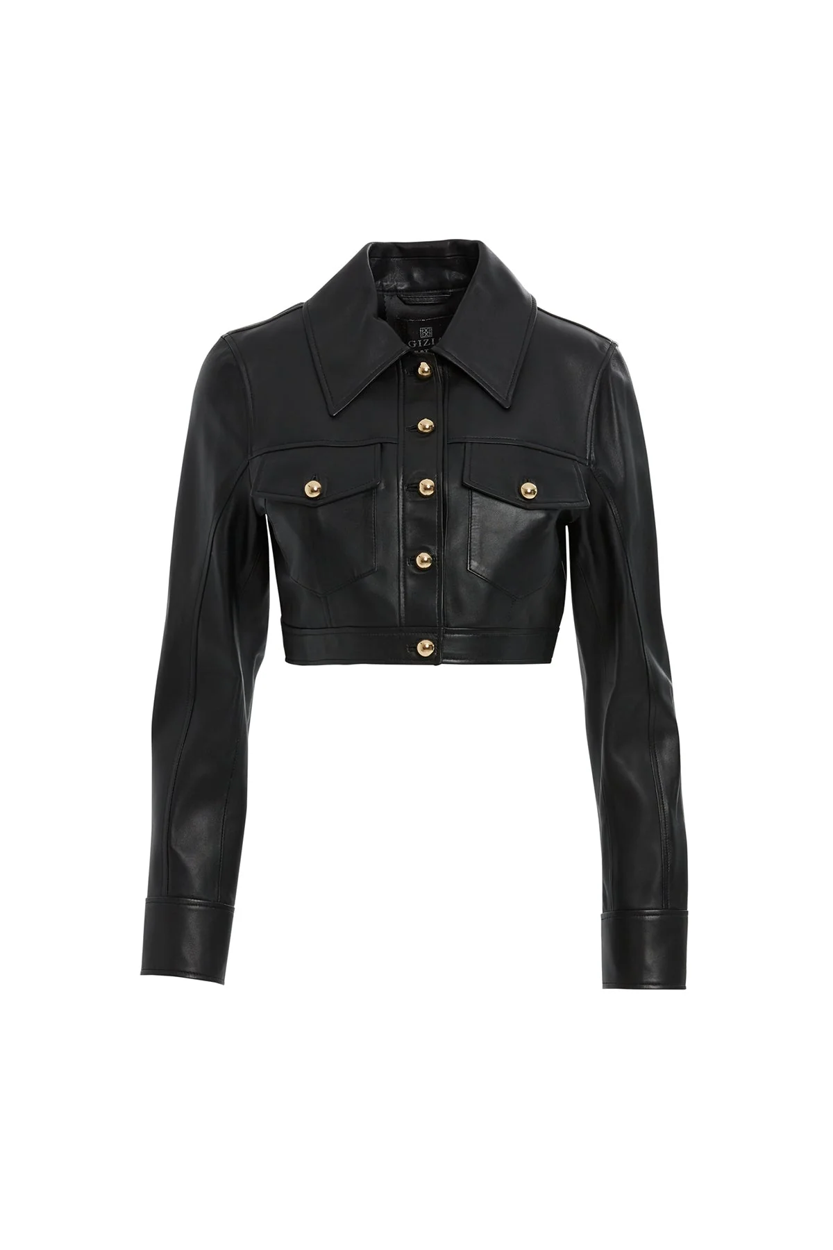Button Detail Short  Leather Jacket