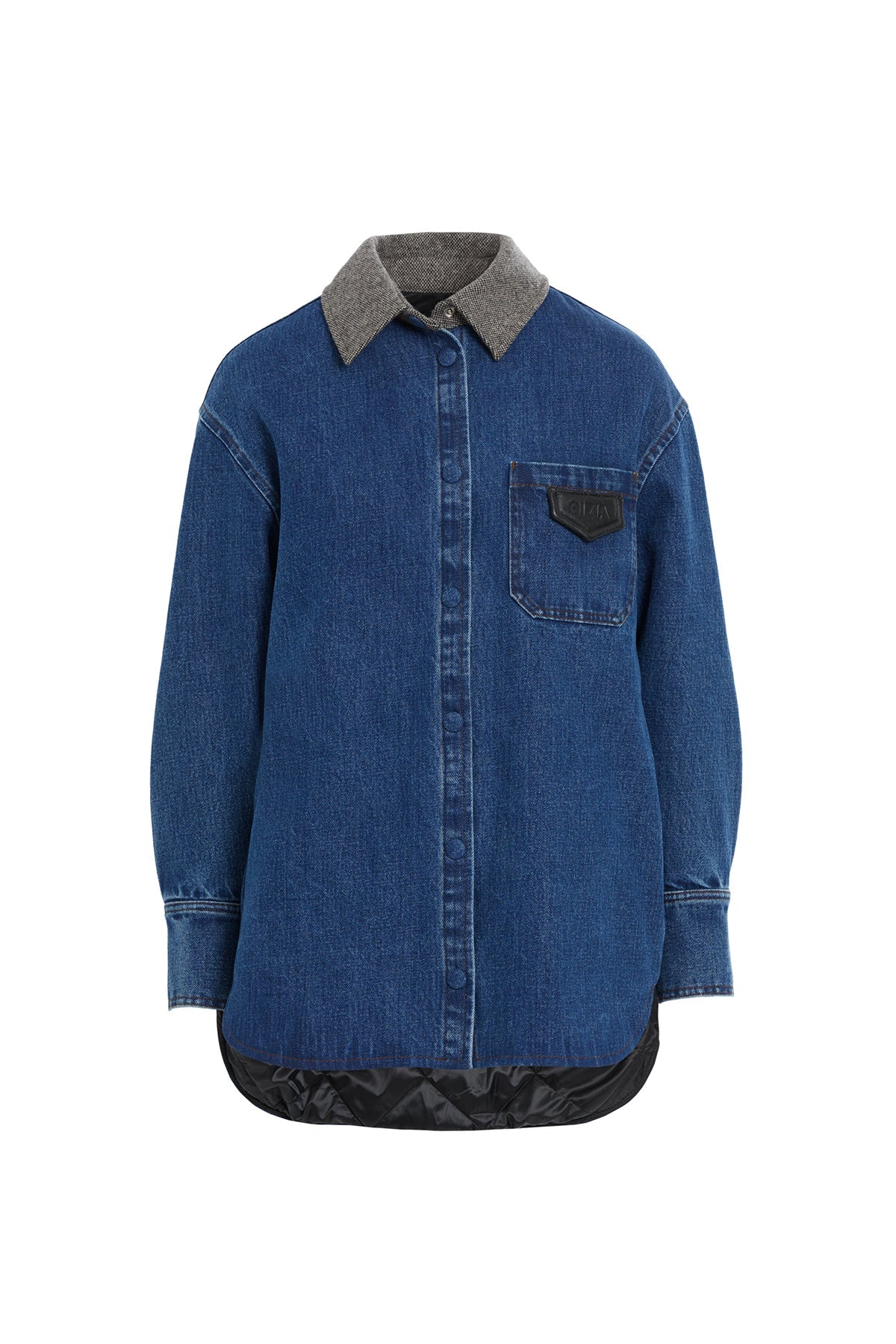 Contrast-Collar Denim Shirt - Image 6