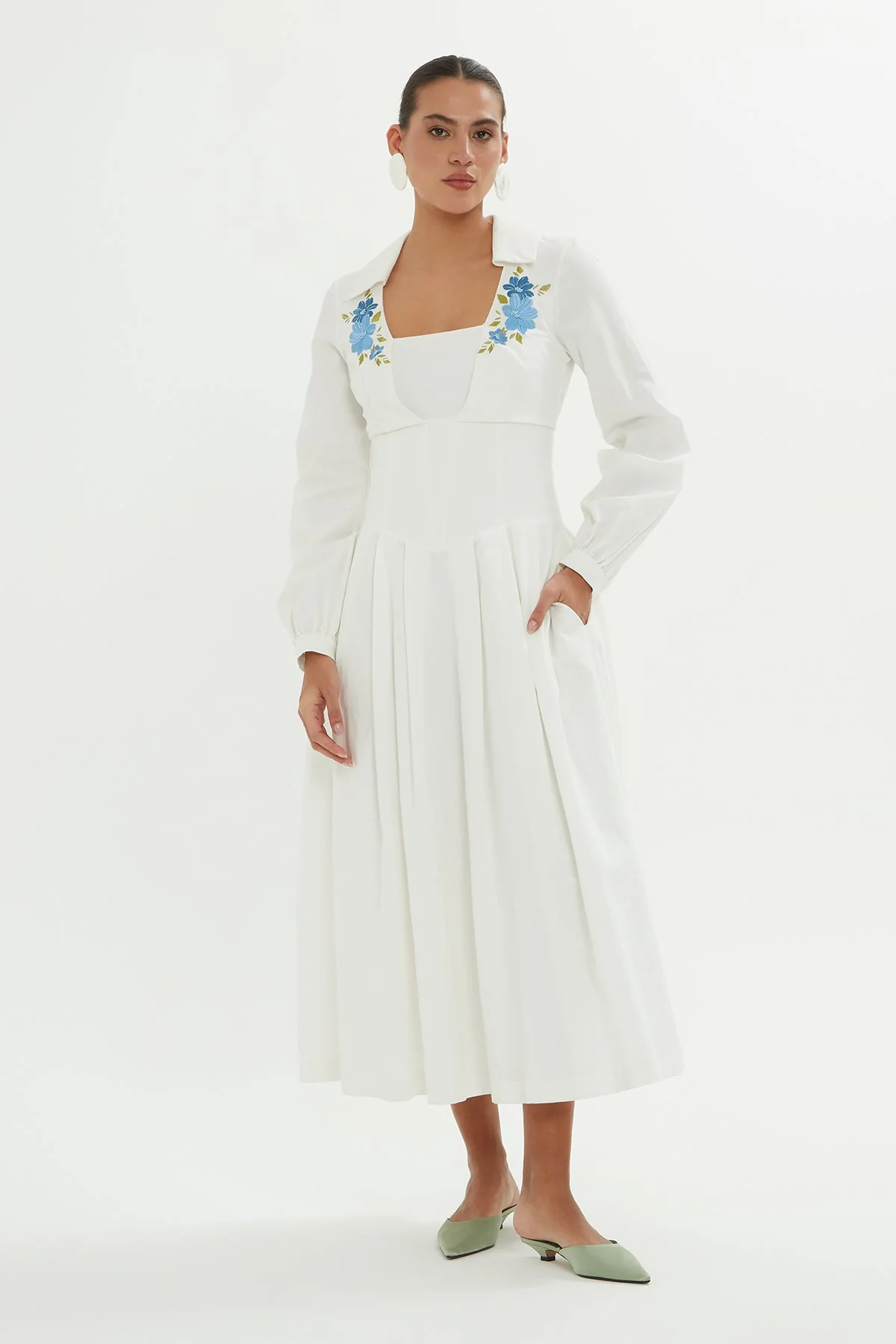Corset-Style Embroide  Dress - Image 2