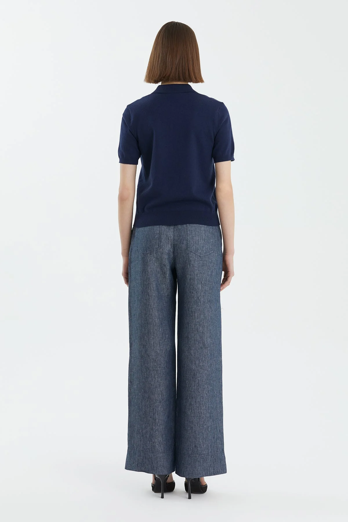Dark Navy 100% Wool Polo Neck Knit - Image 4