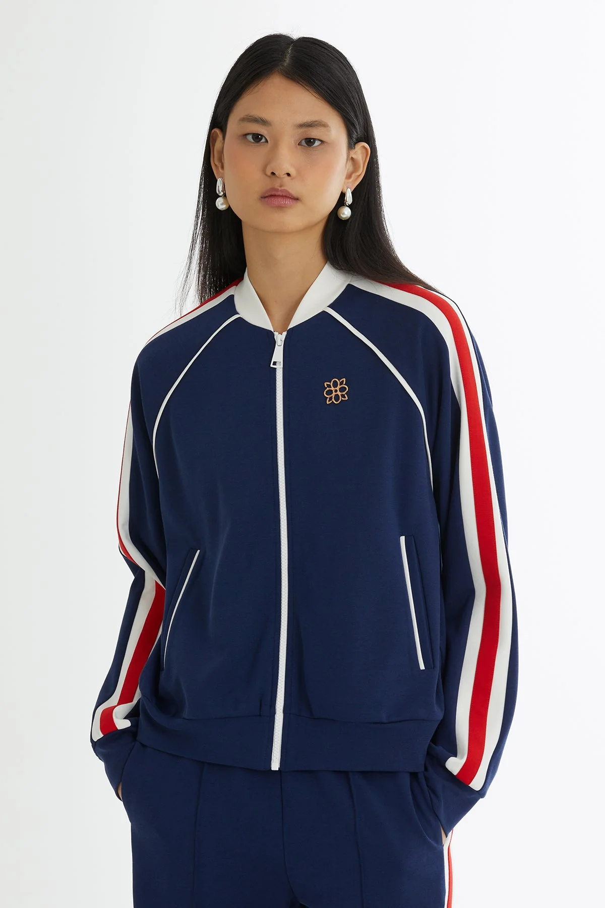 Dark Navy Accessory Blazer Elastic-Waist Set - Image 2