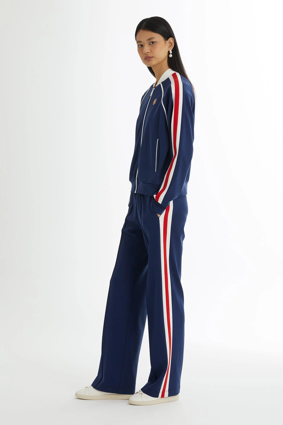 Dark Navy Accessory Blazer Elastic-Waist Set - Image 3