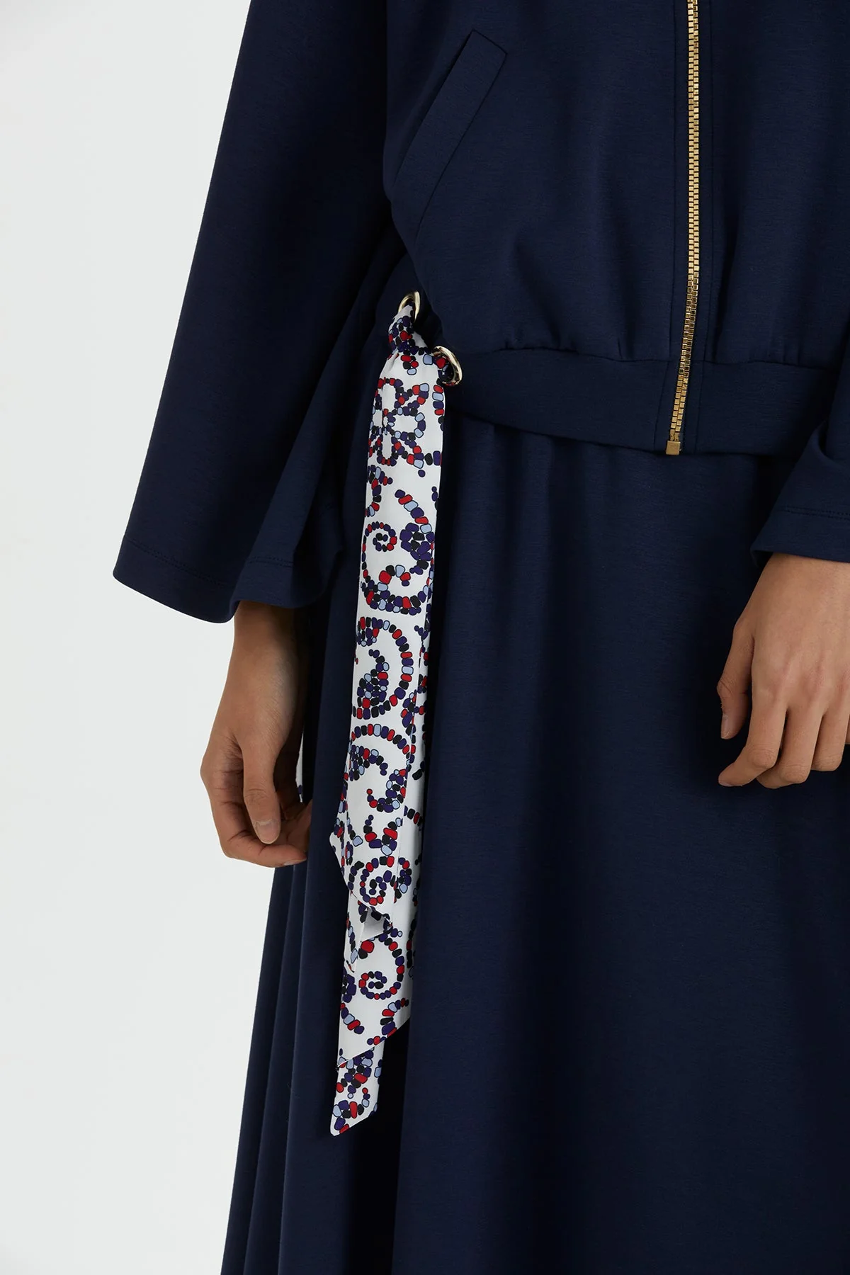 Dark Navy Batwing Sleeve Jacket and Skirt Sweatshirt Set - Image 3