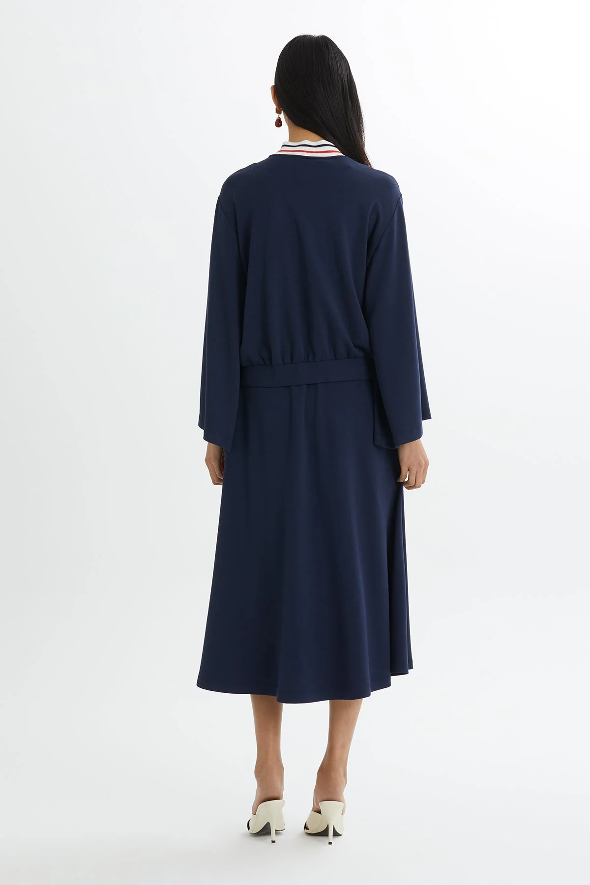 Dark Navy Batwing Sleeve Jacket and Skirt Sweatshirt Set - Image 5