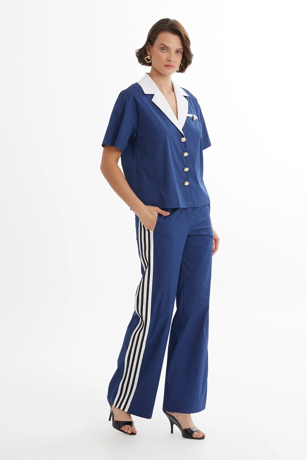 Dark Navy Shirt Detail Track Suit Set - Image 3