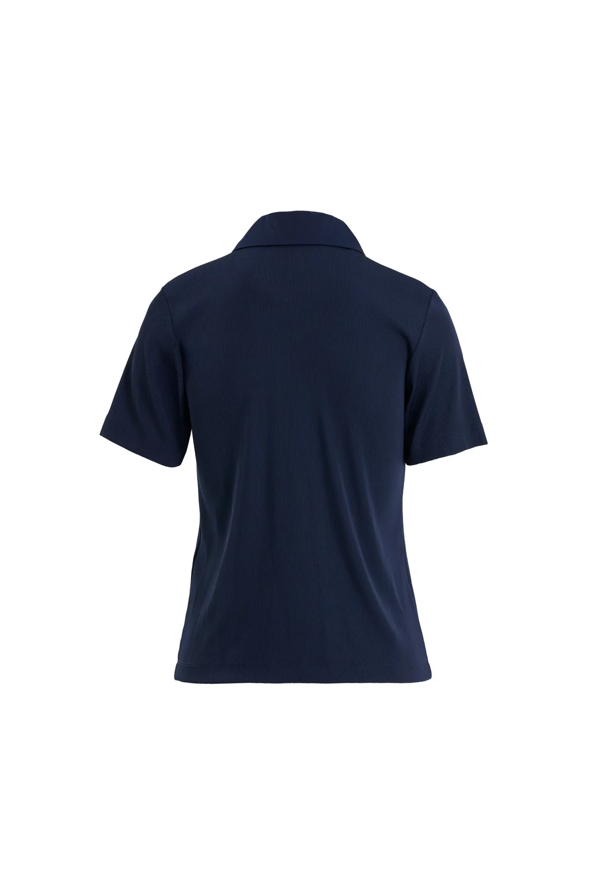 Dark Navy Zip-Front Short Sleeve Blouse - Image 3