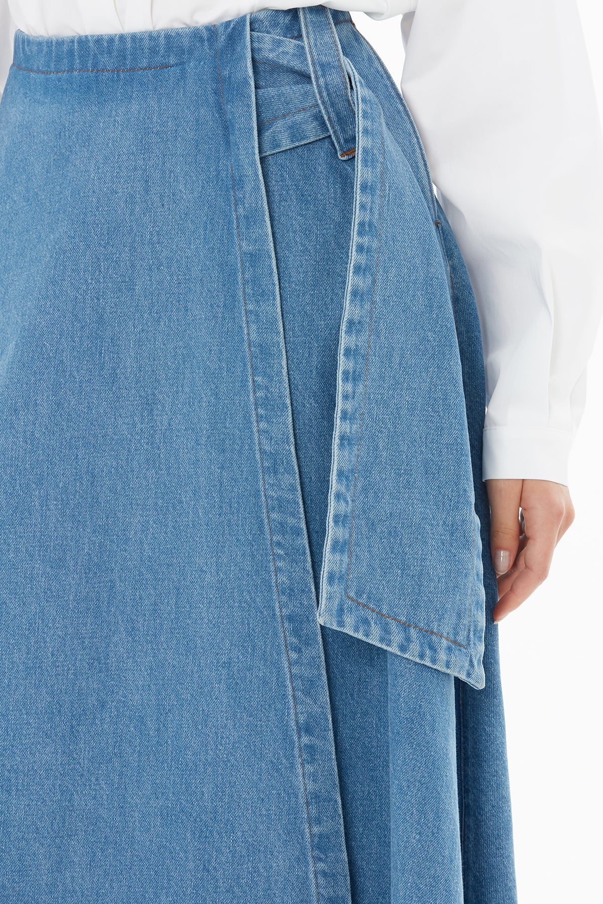Denim Midi Skirt with Belt Detail - Image 3