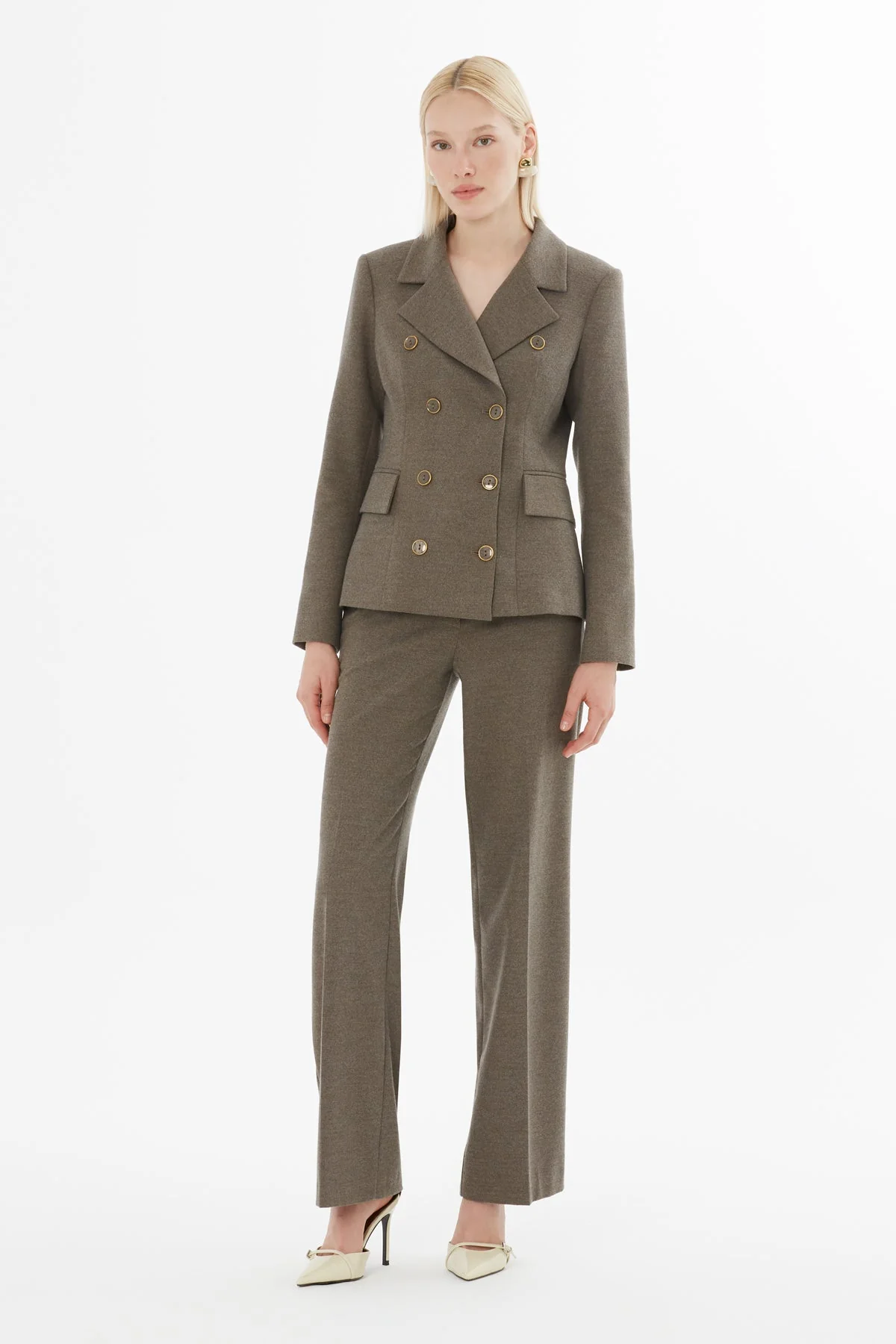 Double-Breasted Blazer and Trousers Set