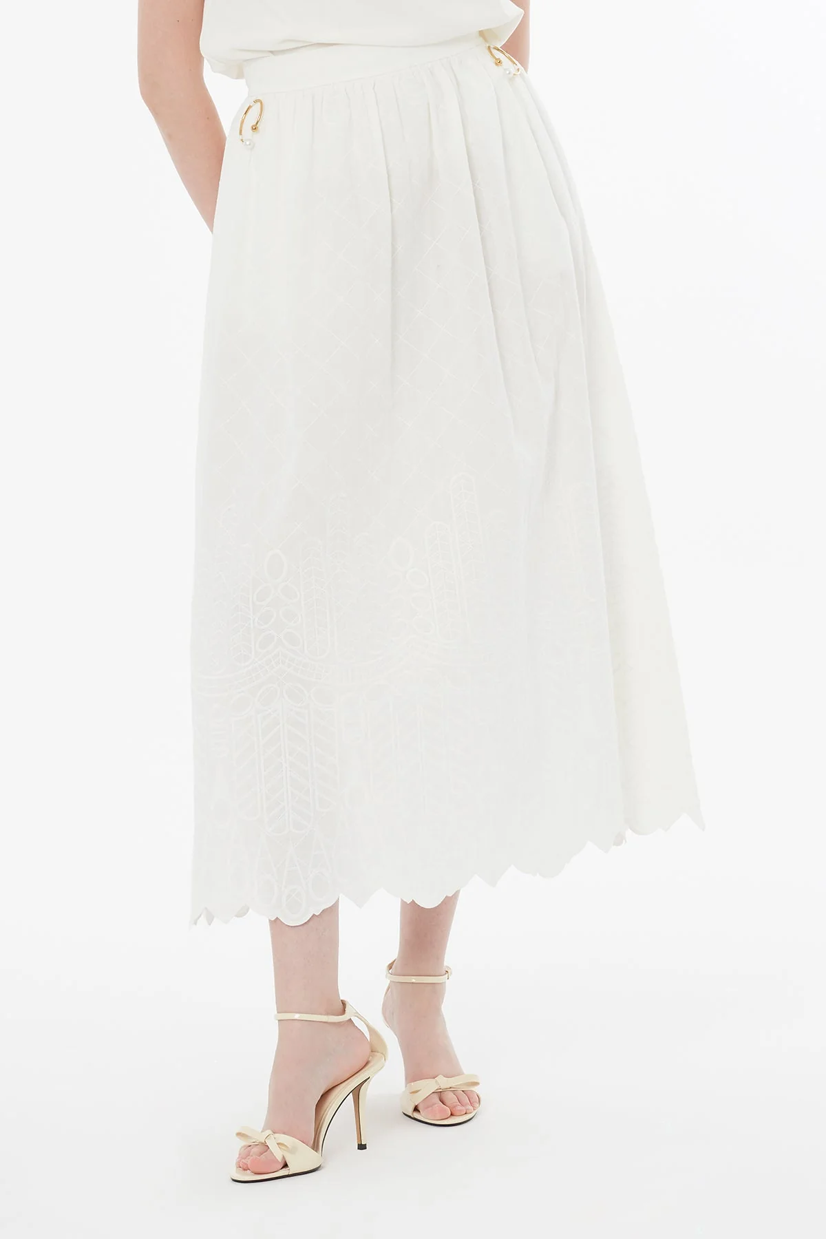 Ecru A-Line Midi Skirt - Image 2