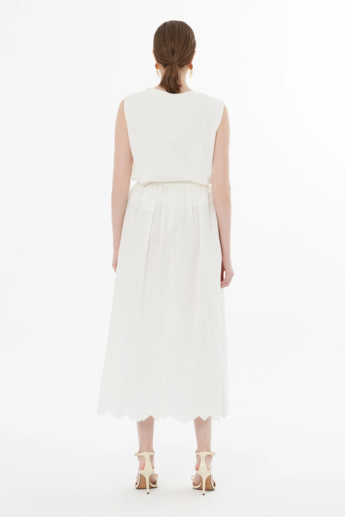 Ecru A-Line Midi Skirt - Image 4