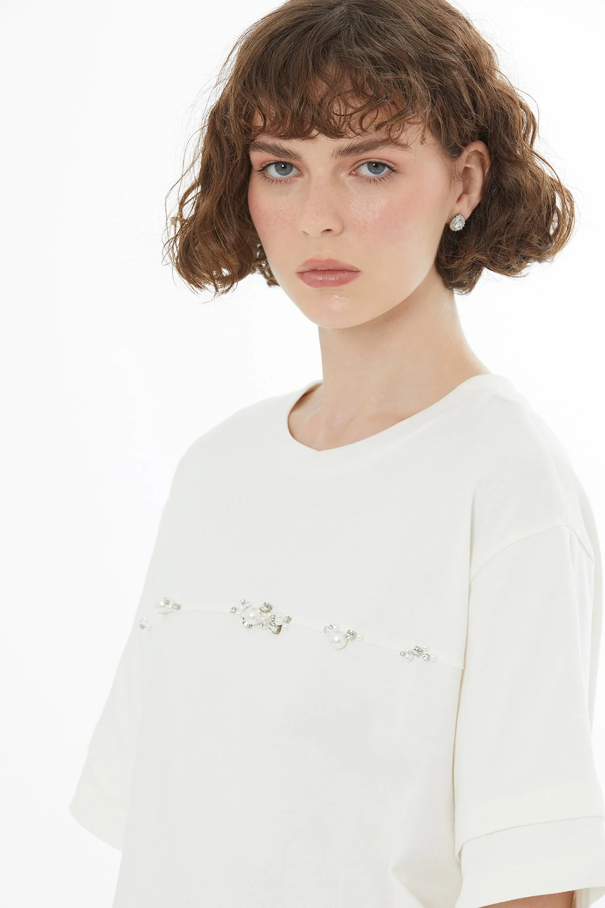 Ecru Accessory Detail T-Shirt - Image 2