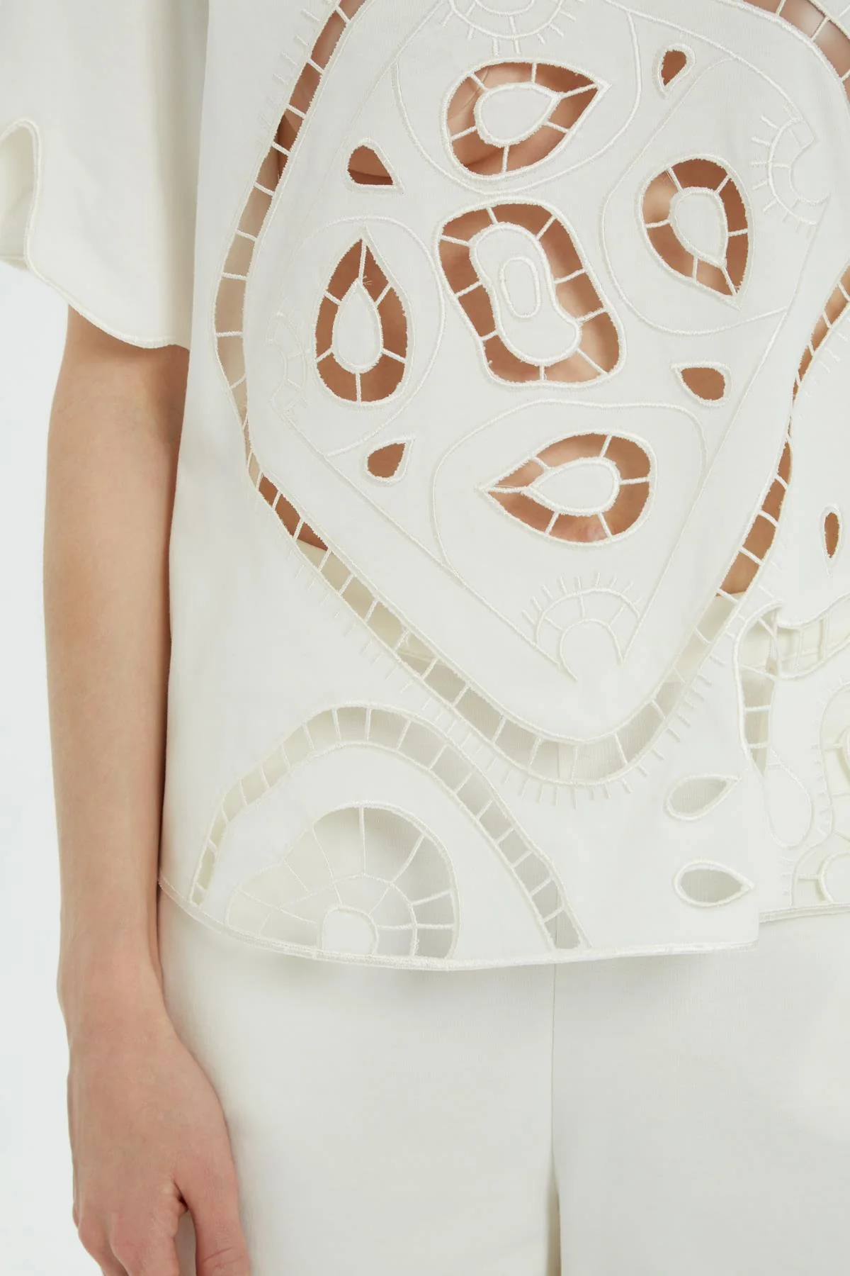 Ecru Asymmetrical Cutout Blouse - Image 2