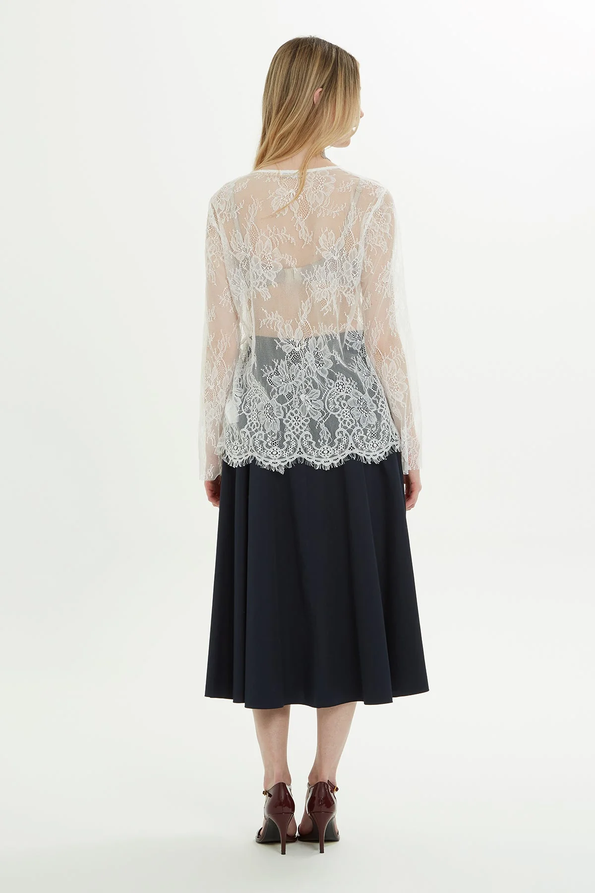 Ecru Asymmetrical Transparent Blouse - Image 4