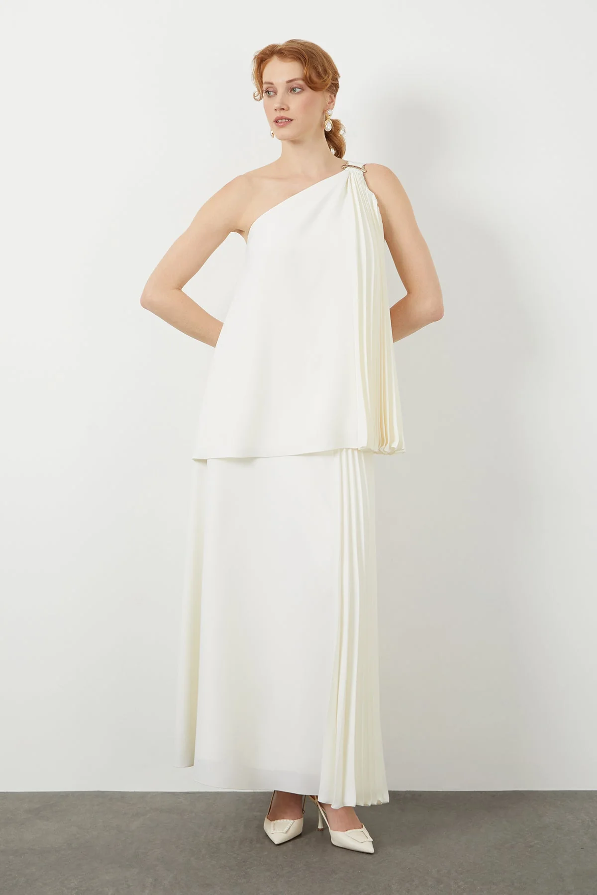 Ecru Back-Tie Slit Pocket Long Blouse - Image 3