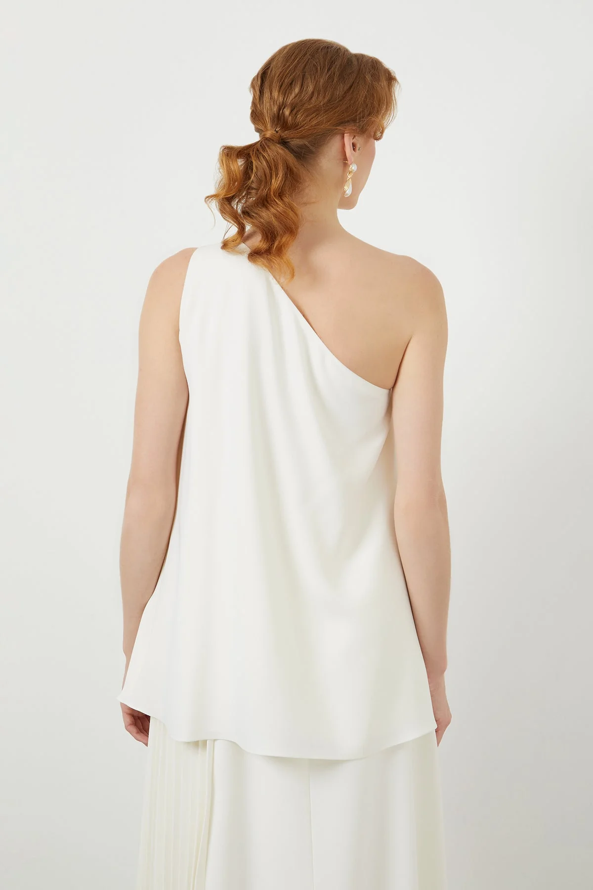Ecru Back-Tie Slit Pocket Long Blouse - Image 4