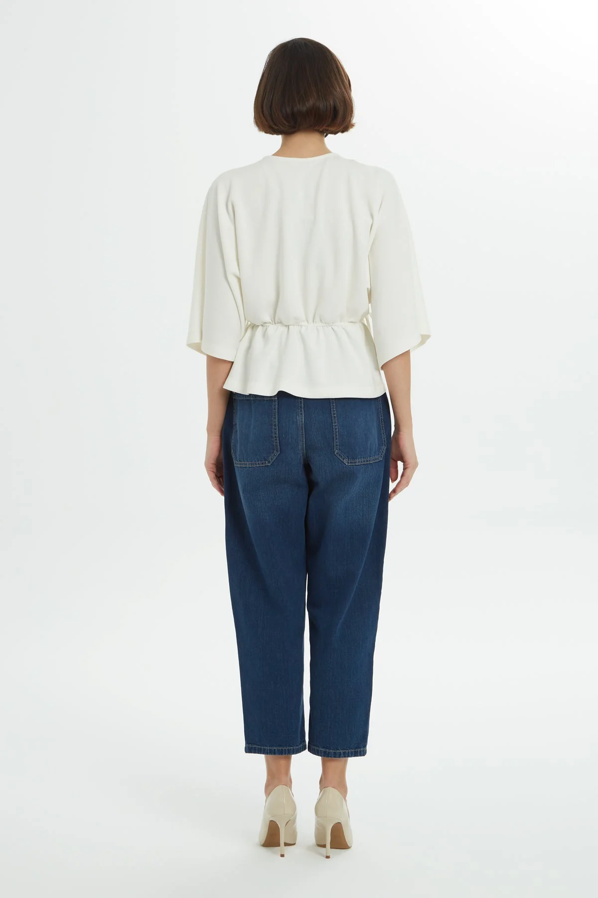 Ecru Beaded V-Neck Blouse - Image 5