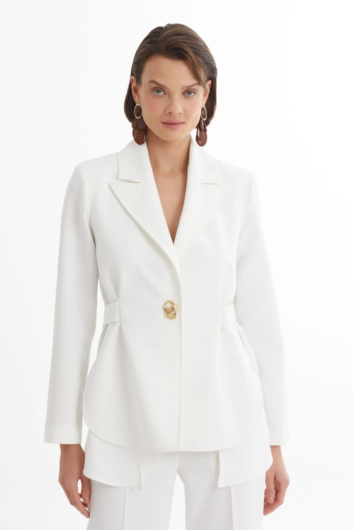 Ecru Blazer and Straight-Leg Trouser Set - Image 2