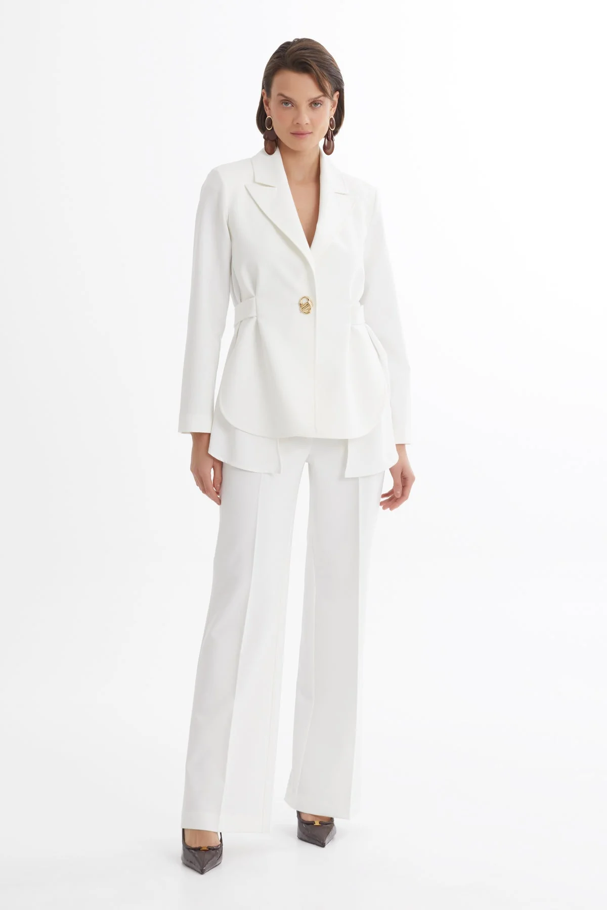 Ecru Blazer and Straight-Leg Trouser Set - Image 3