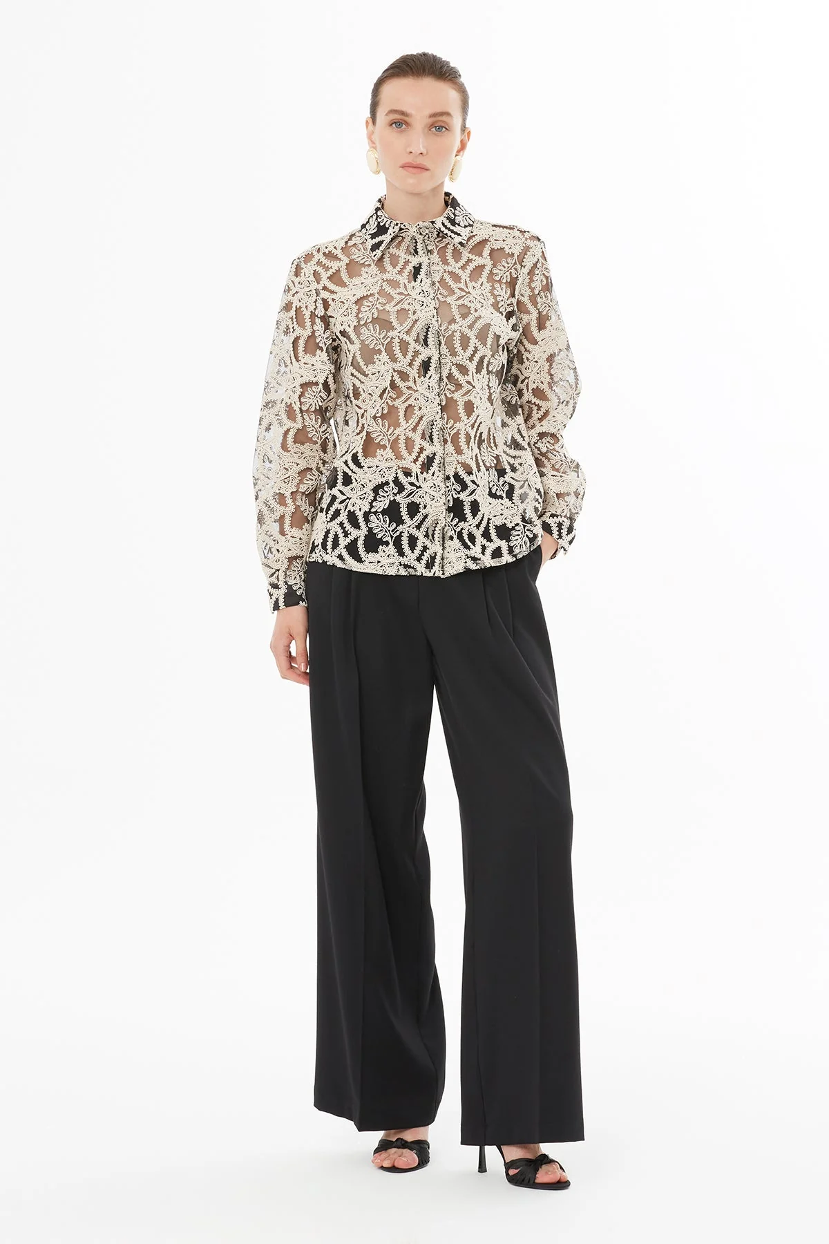 Ecru Blouse with Sheer Fabric