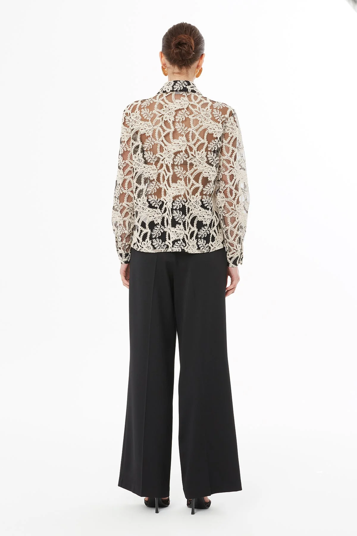 Ecru Blouse with Sheer Fabric - Image 4
