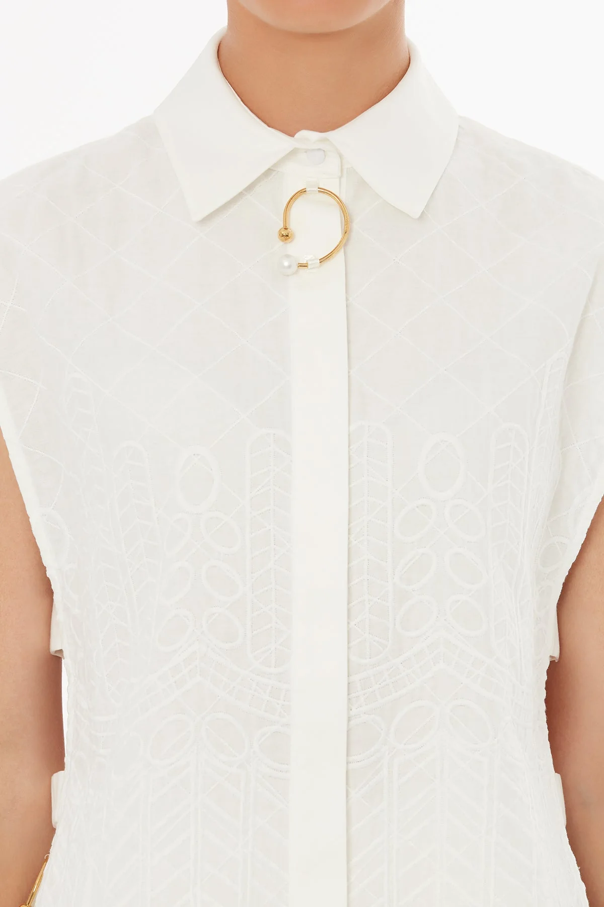 Ecru Buckle Detail Blouse - Image 3