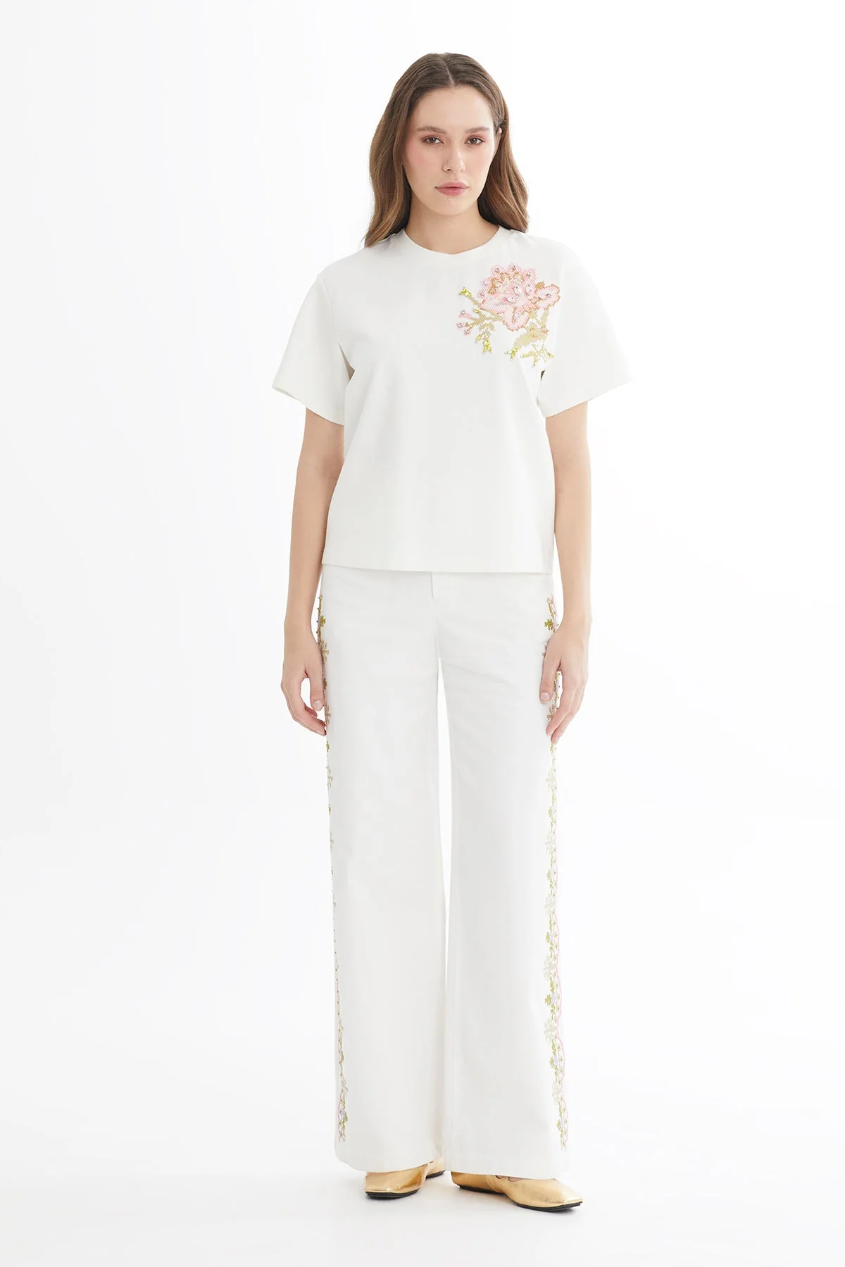 Ecru Canvas Embroidery T-Shirt